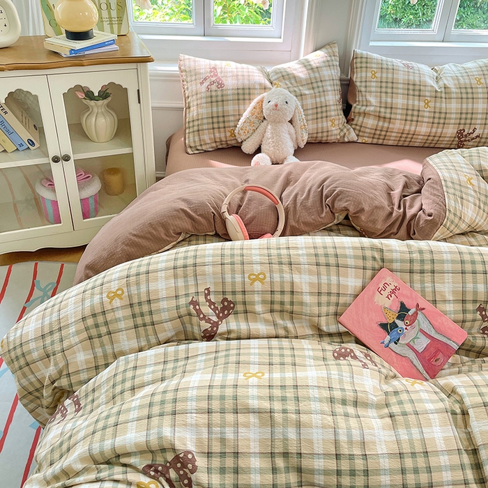 91家纺网 家纺一手货源 找家纺 梦卓家纺 2025新款超柔云感双层纱四件套 奶油啵啵