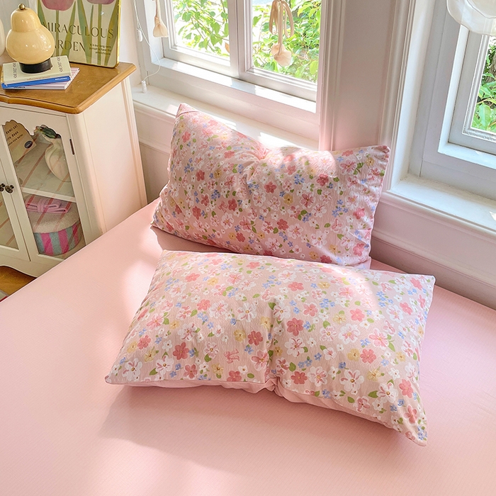 91家纺网 家纺一手货源 找家纺 梦卓家纺 2025新款超柔云感双层纱四件套 桃之夭夭