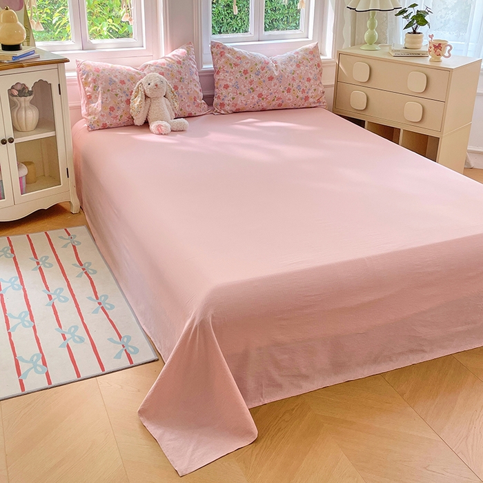 91家纺网 家纺一手货源 找家纺 梦卓家纺 2025新款超柔云感双层纱四件套 桃之夭夭