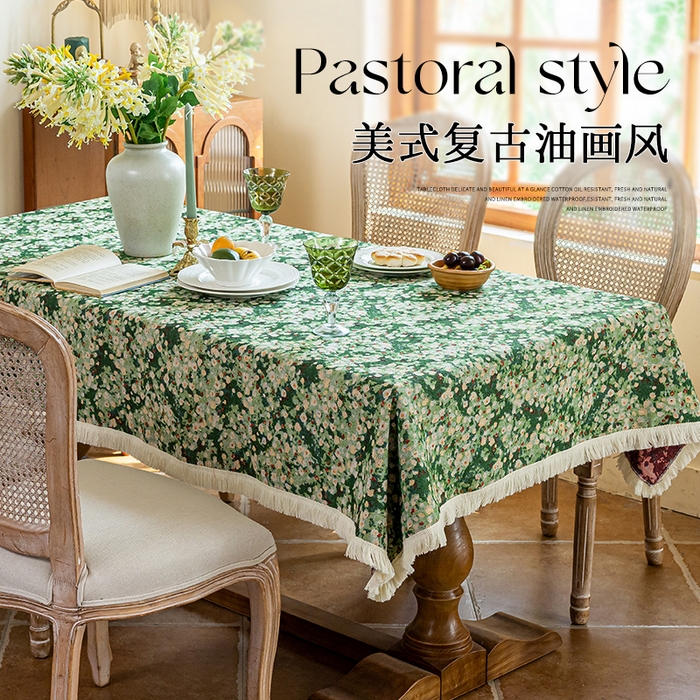 91家纺网 家纺一手货源 找家纺 大梧2025新款绿茵桌布 绿 茵（方桌）