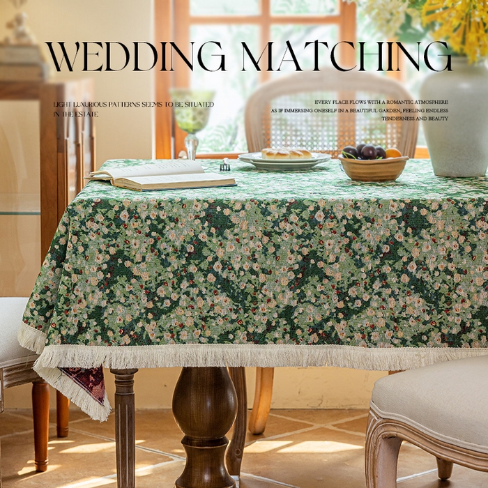 91家纺网 家纺一手货源 找家纺 大梧2025新款绿茵桌布 绿 茵（方桌）