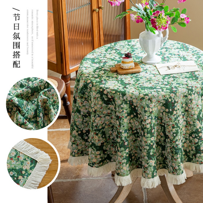 91家纺网 家纺一手货源 找家纺 大梧2025新款绿茵桌布 绿 茵2（圆桌）