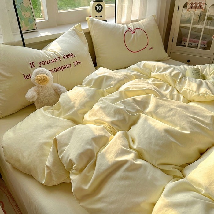 91家纺网 家纺一手货源 找家纺 （总）老K (原美阁） 2025年新款水洗棉刺绣四件套学生季单人床宿舍三件套