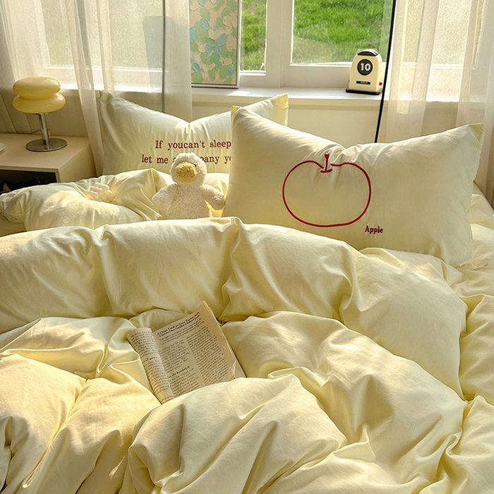 91家纺网 家纺一手货源 找家纺 老K (原美阁） 2025年新款水洗棉刺绣四件套学生季单人床宿舍三件套 小苹果