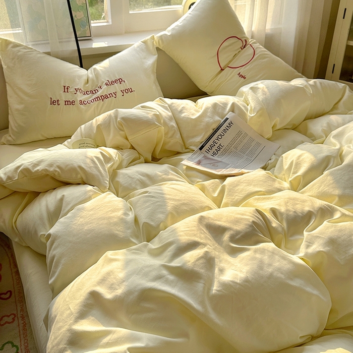 91家纺网 家纺一手货源 找家纺 老K (原美阁） 2025年新款水洗棉刺绣四件套学生季单人床宿舍三件套 小苹果