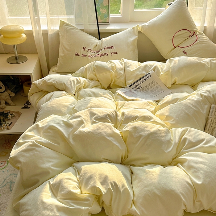 91家纺网 家纺一手货源 找家纺 老K (原美阁） 2025年新款水洗棉刺绣四件套学生季单人床宿舍三件套 小苹果