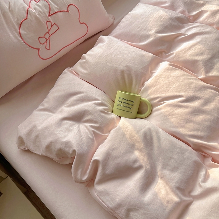 91家纺网 家纺一手货源 找家纺 老K (原美阁） 2025年新款水洗棉刺绣四件套学生季单人床宿舍三件套 兔兔