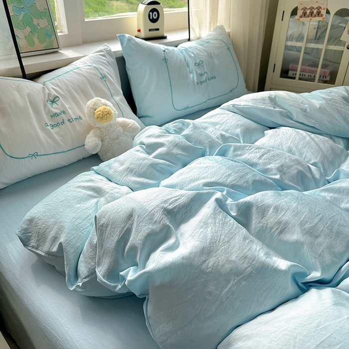 老K (原美阁） 2025年新款水洗棉刺绣四件套学生季单人床宿舍三件套 晚安