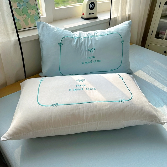 91家纺网 家纺一手货源 找家纺 老K (原美阁） 2025年新款水洗棉刺绣四件套学生季单人床宿舍三件套 晚安