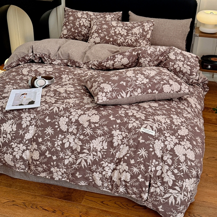 91家纺网 家纺一手货源 找家纺 （总2）金梦拉家纺 2025秋冬爆款新品高克重加厚原麻亚麻皱皱纱印花四件套