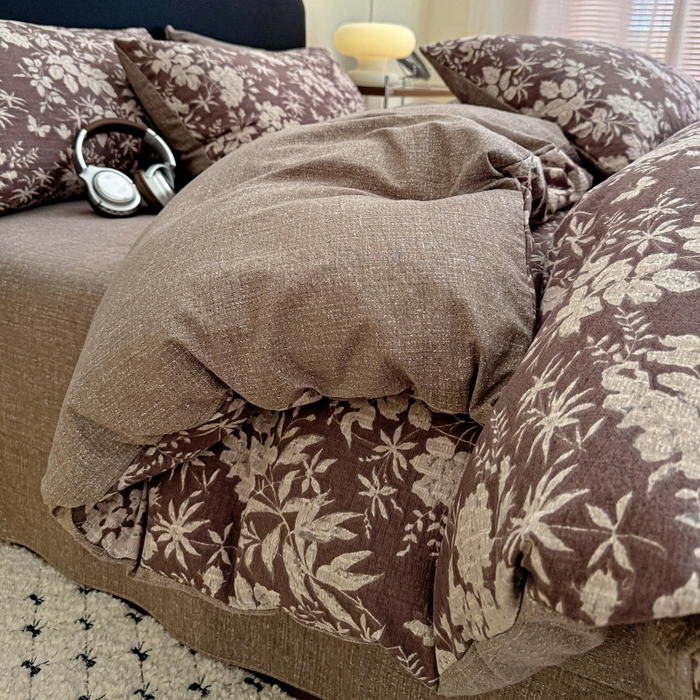 91家纺网 家纺一手货源 找家纺 （总2）金梦拉家纺 2025秋冬爆款新品高克重加厚原麻亚麻皱皱纱印花四件套