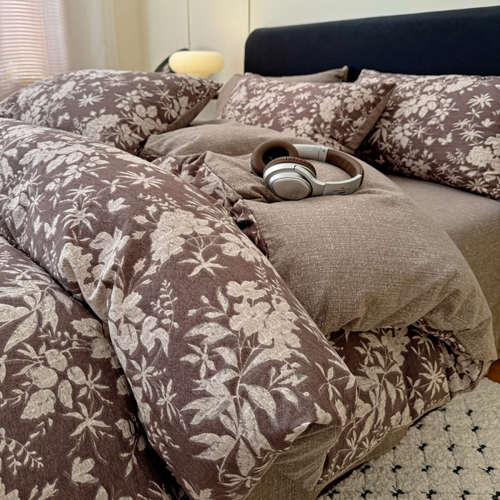 91家纺网 家纺一手货源 找家纺 （总2）金梦拉家纺 2025秋冬爆款新品高克重加厚原麻亚麻皱皱纱印花四件套