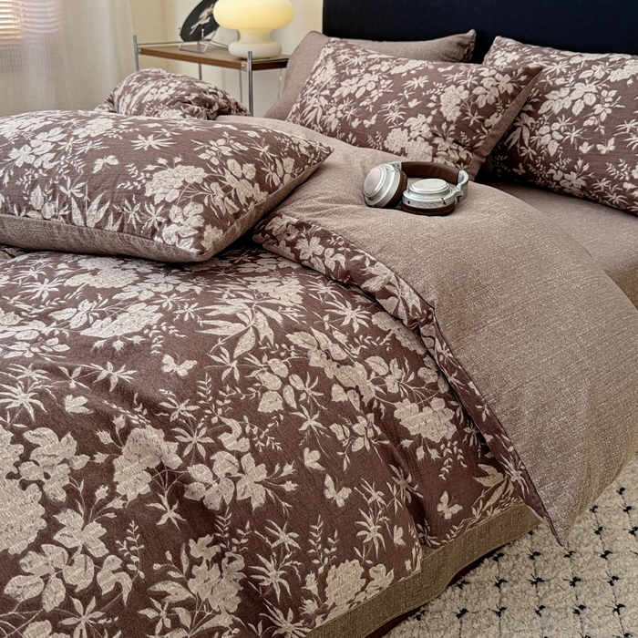 91家纺网 家纺一手货源 找家纺 （总2）金梦拉家纺 2025秋冬爆款新品高克重加厚原麻亚麻皱皱纱印花四件套