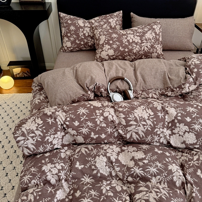 91家纺网 家纺一手货源 找家纺 （总2）金梦拉家纺 2025秋冬爆款新品高克重加厚原麻亚麻皱皱纱印花四件套