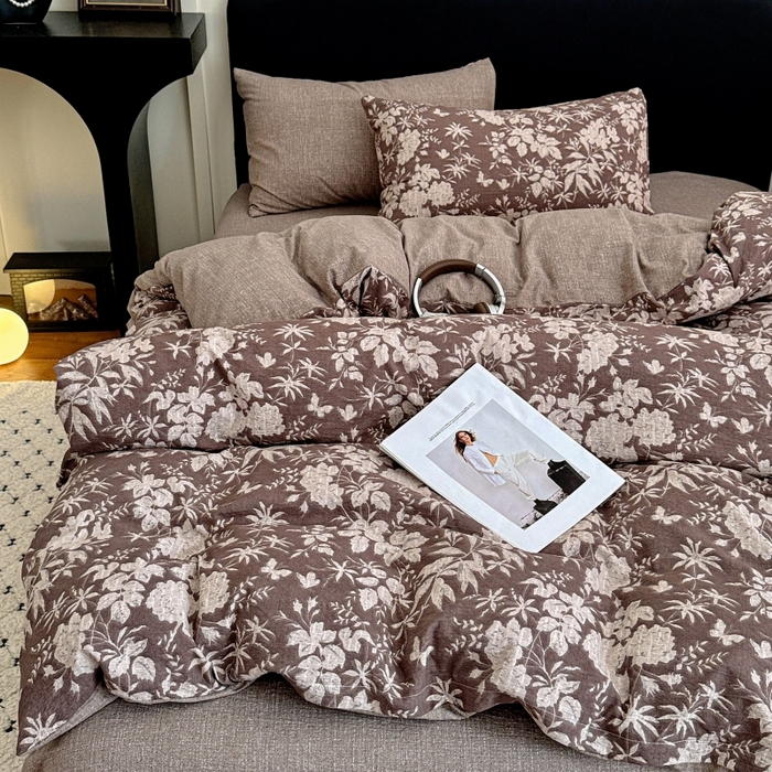 91家纺网 家纺一手货源 找家纺 （总2）金梦拉家纺 2025秋冬爆款新品高克重加厚原麻亚麻皱皱纱印花四件套