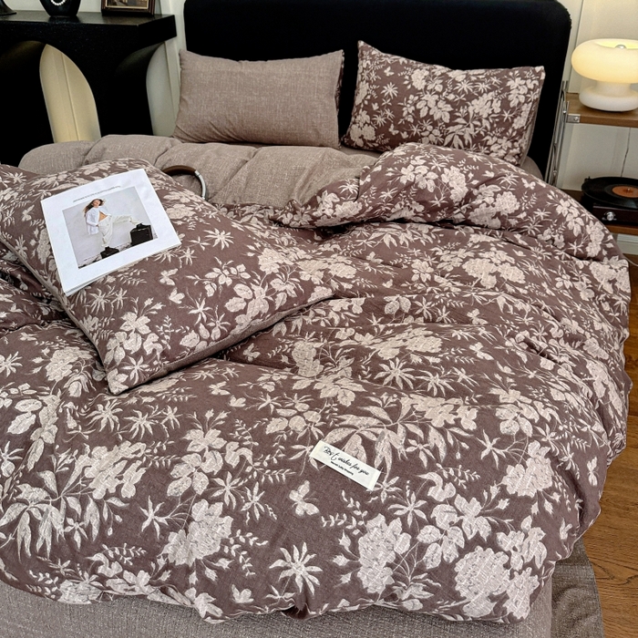 91家纺网 家纺一手货源 找家纺 （总2）金梦拉家纺 2025秋冬爆款新品高克重加厚原麻亚麻皱皱纱印花四件套