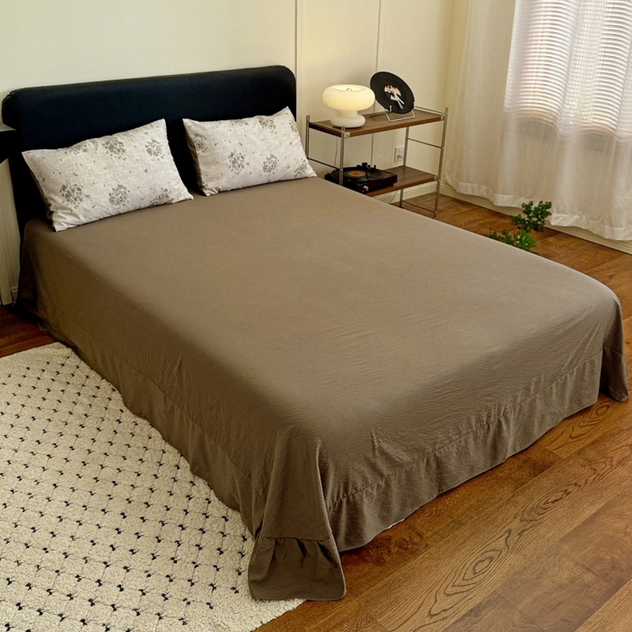 91家纺网 家纺一手货源 找家纺 金梦拉家纺 2025秋冬爆款新品高克重加厚原麻亚麻皱皱纱印花四件套 复古花