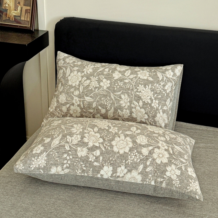 91家纺网 家纺一手货源 找家纺 金梦拉家纺 2025秋冬爆款新品高克重加厚原麻亚麻皱皱纱印花四件套 古茗