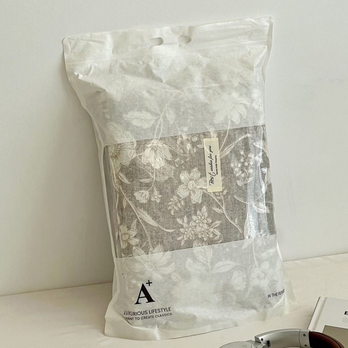 91家纺网 家纺一手货源 找家纺 金梦拉家纺 2025秋冬爆款新品高克重加厚原麻亚麻皱皱纱印花四件套 古茗