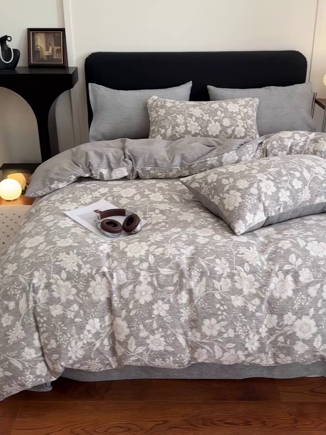 91家纺网 家纺一手货源 找家纺 金梦拉家纺 2025秋冬爆款新品高克重加厚原麻亚麻皱皱纱印花四件套 古茗