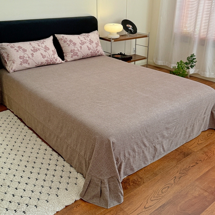 91家纺网 家纺一手货源 找家纺 金梦拉家纺 2025秋冬爆款新品高克重加厚原麻亚麻皱皱纱印花四件套 花颜