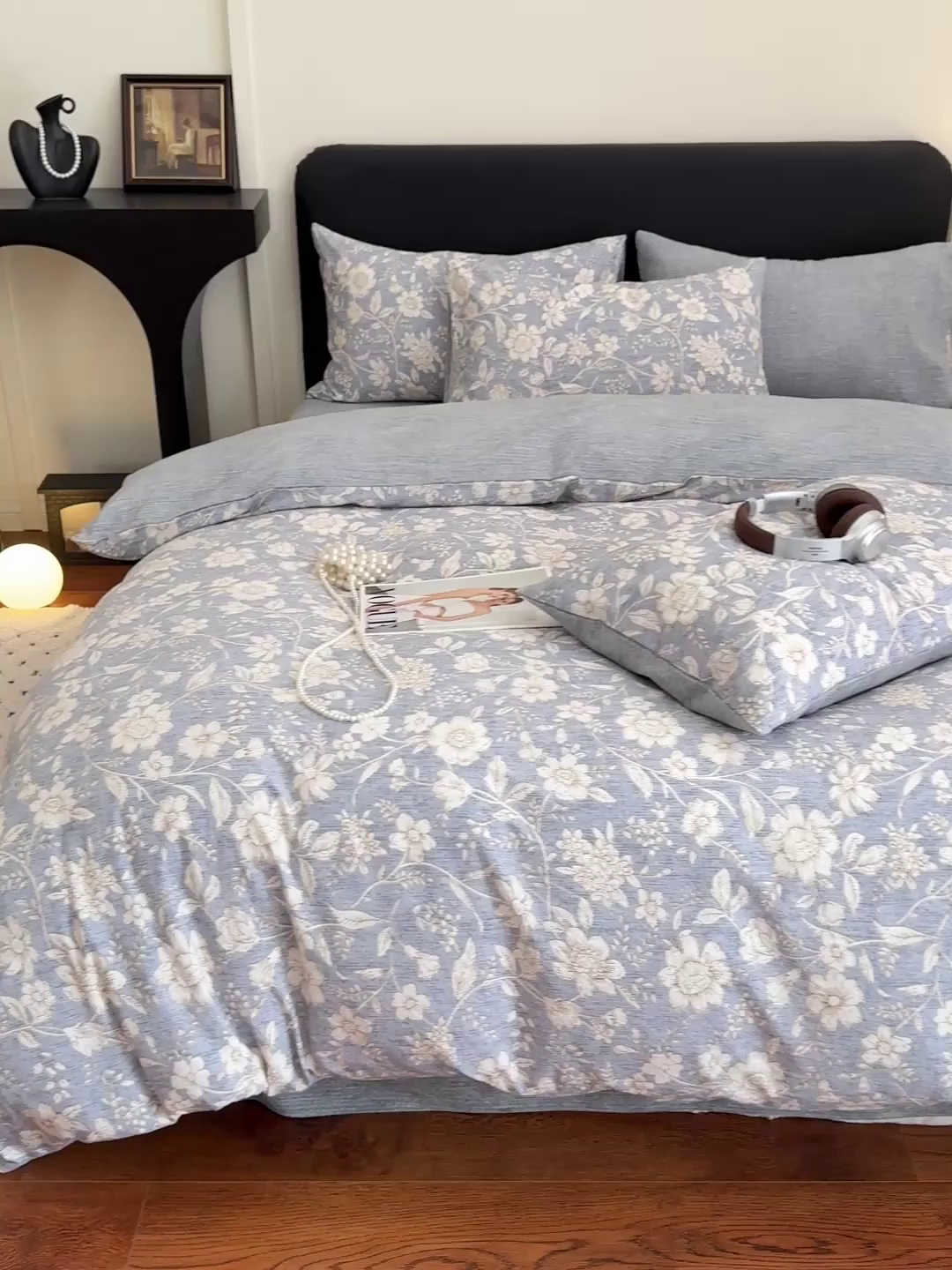 91家纺网 家纺一手货源 找家纺 金梦拉家纺 2025秋冬爆款新品高克重加厚原麻亚麻皱皱纱印花四件套 兰兮