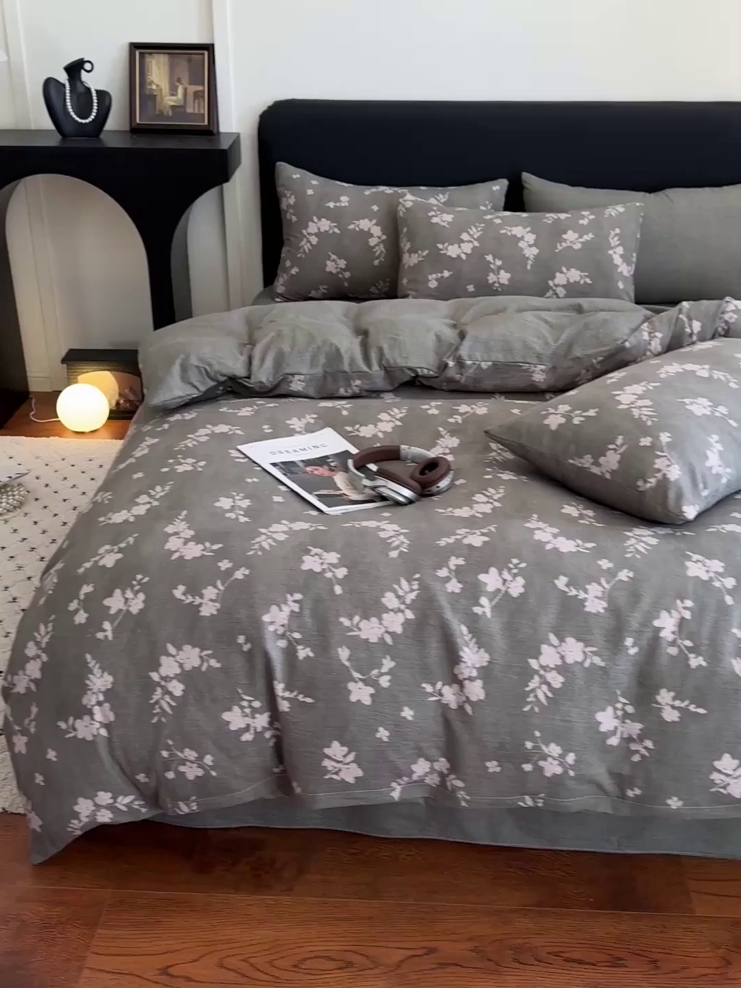 91家纺网 家纺一手货源 找家纺 金梦拉家纺 2025秋冬爆款新品高克重加厚原麻亚麻皱皱纱印花四件套 秘境绿