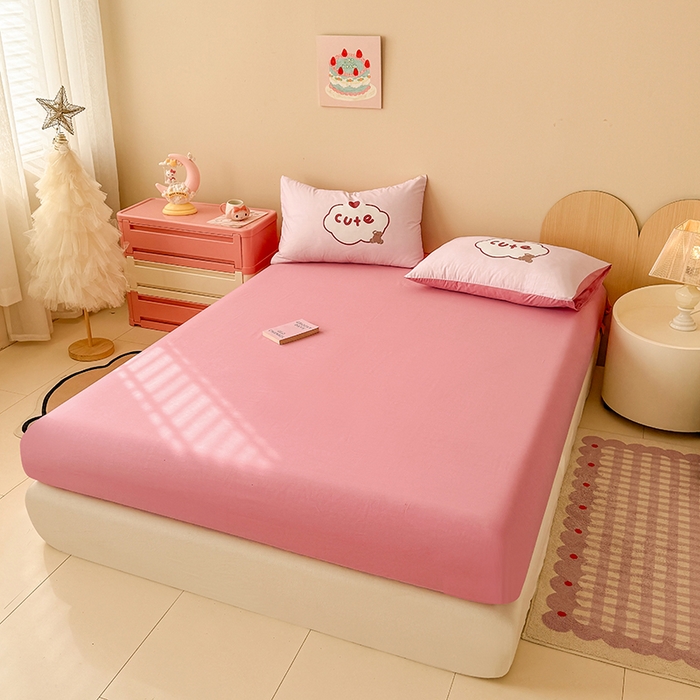 91家纺网 家纺一手货源 找家纺 玉元坊 2025新款通纯色全棉床笠纯棉床裙学生床单三四件套基础款 蛋糕公主