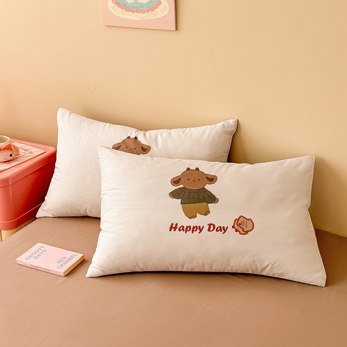 91家纺网 家纺一手货源 找家纺 玉元坊 2025新款通纯色全棉床笠纯棉床裙学生床单三四件套基础款 快乐小熊