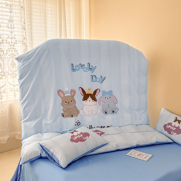 91家纺网 家纺一手货源 找家纺 玉元坊 2025新款通纯色全棉床笠纯棉床裙学生床单三四件套基础款 兔子伙伴