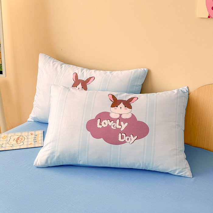 91家纺网 家纺一手货源 找家纺 玉元坊 2025新款通纯色全棉床笠纯棉床裙学生床单三四件套基础款 兔子伙伴