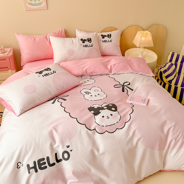 91家纺网 家纺一手货源 找家纺 玉元坊 2025新款通纯色全棉床笠纯棉床裙学生床单三四件套基础款 小萌兔