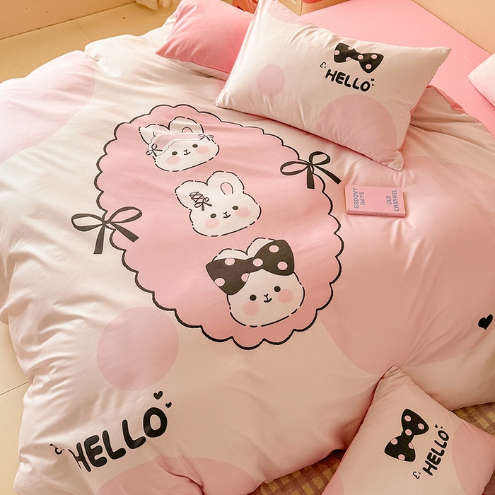 91家纺网 家纺一手货源 找家纺 玉元坊 2025新款通纯色全棉床笠纯棉床裙学生床单三四件套基础款 小萌兔