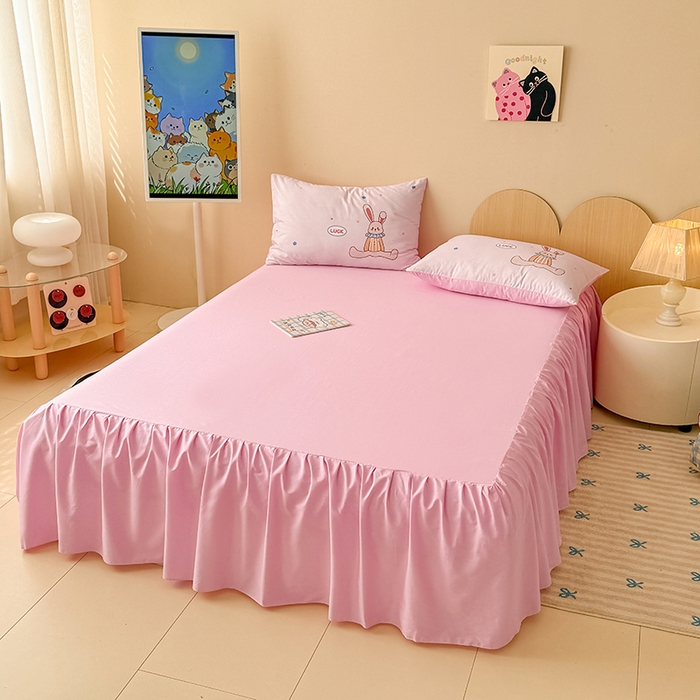 91家纺网 家纺一手货源 找家纺 玉元坊 2025新款通纯色全棉床笠纯棉床裙学生床单三四件套基础款 小熊伙伴