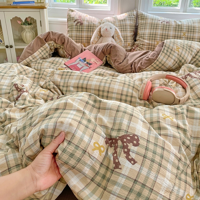 91家纺网 家纺一手货源 找家纺 梦卓家纺 2025新款超柔云感双层纱四件套 奶油啵啵