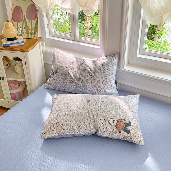 91家纺网 家纺一手货源 找家纺 梦卓家纺 2025新款超柔云感双层纱四件套 熊猫梦想家