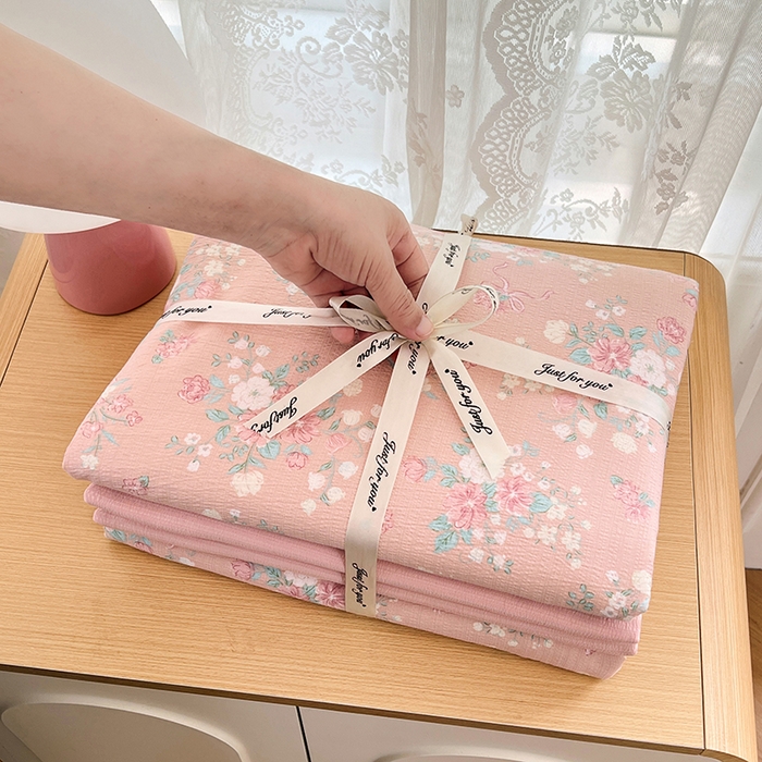 91家纺网 家纺一手货源 找家纺 梦卓家纺 2025新款超柔云感双层纱四件套 花漾甜心