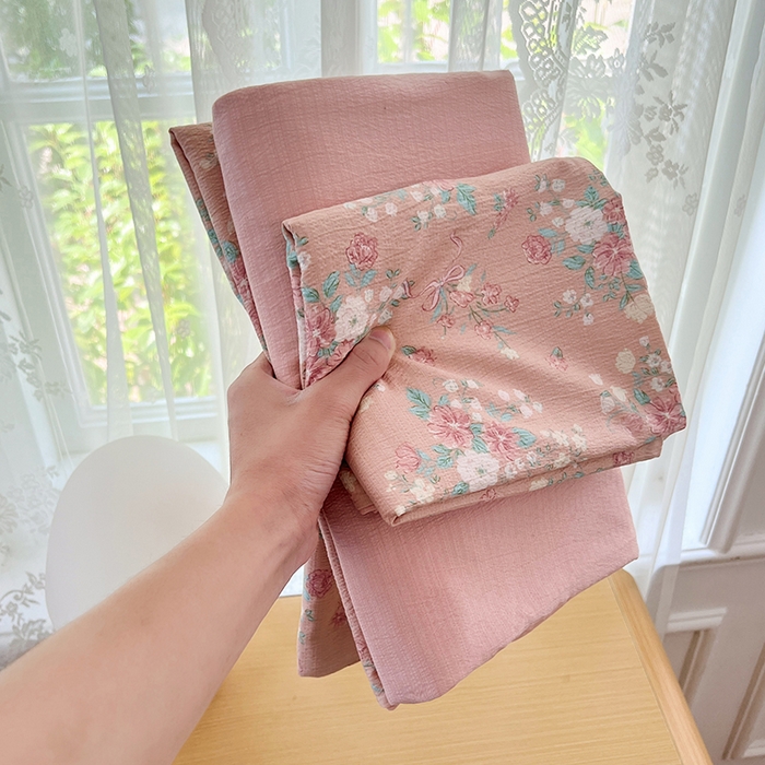 91家纺网 家纺一手货源 找家纺 梦卓家纺 2025新款超柔云感双层纱四件套 花漾甜心