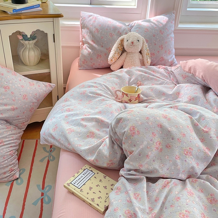 梦卓家纺 2025新款超柔云感双层纱四件套 蓝聆风语