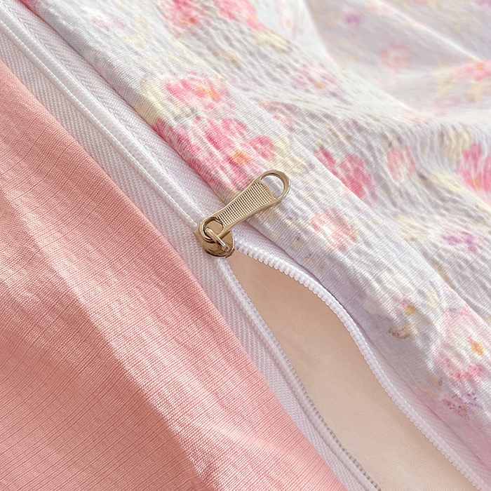 91家纺网 家纺一手货源 找家纺 梦卓家纺 2025新款超柔云感双层纱四件套 蓝聆风语