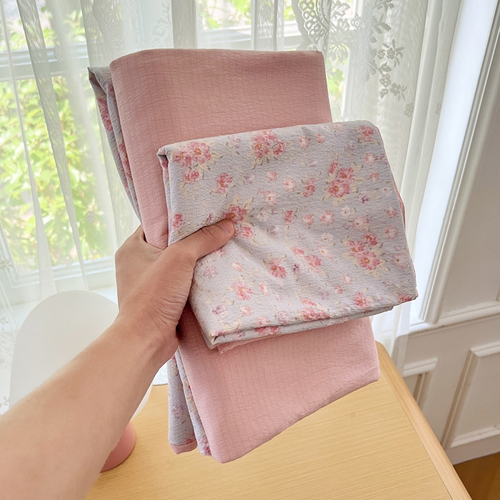 91家纺网 家纺一手货源 找家纺 梦卓家纺 2025新款超柔云感双层纱四件套 蓝聆风语