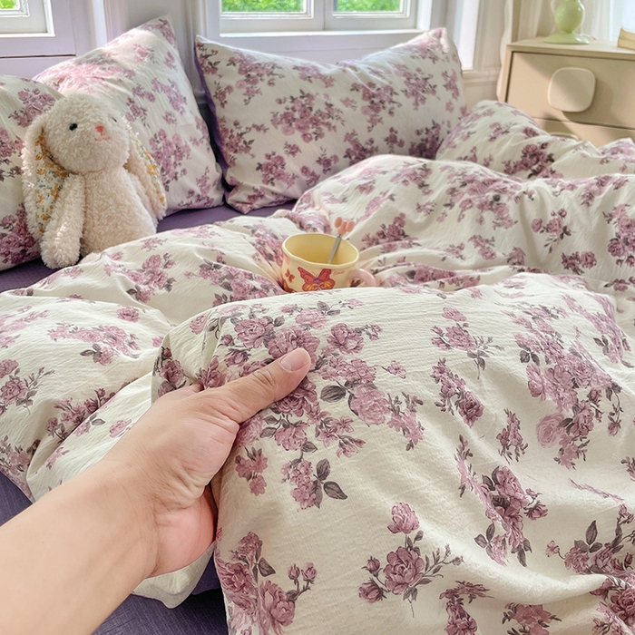 91家纺网 家纺一手货源 找家纺 梦卓家纺 2025新款超柔云感双层纱四件套 陌上花开