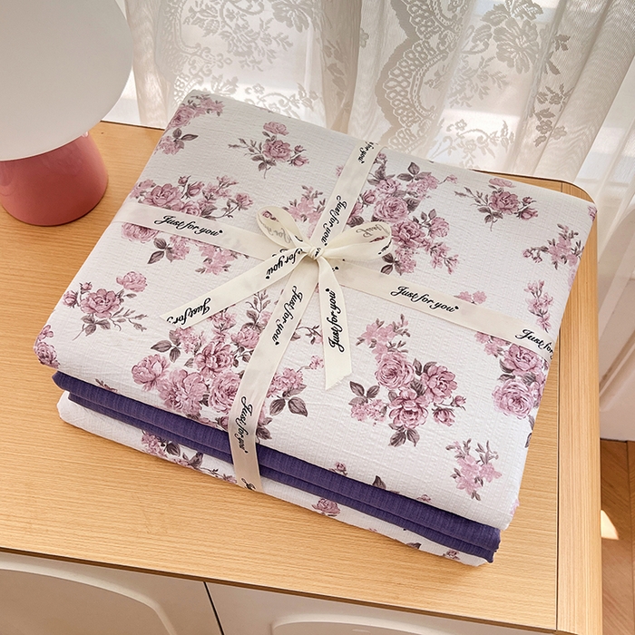 91家纺网 家纺一手货源 找家纺 梦卓家纺 2025新款超柔云感双层纱四件套 陌上花开