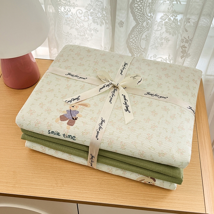 91家纺网 家纺一手货源 找家纺 梦卓家纺 2025新款超柔云感双层纱四件套 米兔儿