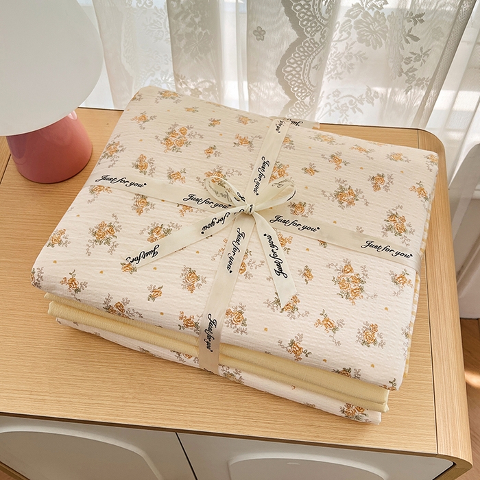 91家纺网 家纺一手货源 找家纺 梦卓家纺 2025新款超柔云感双层纱四件套 米娅