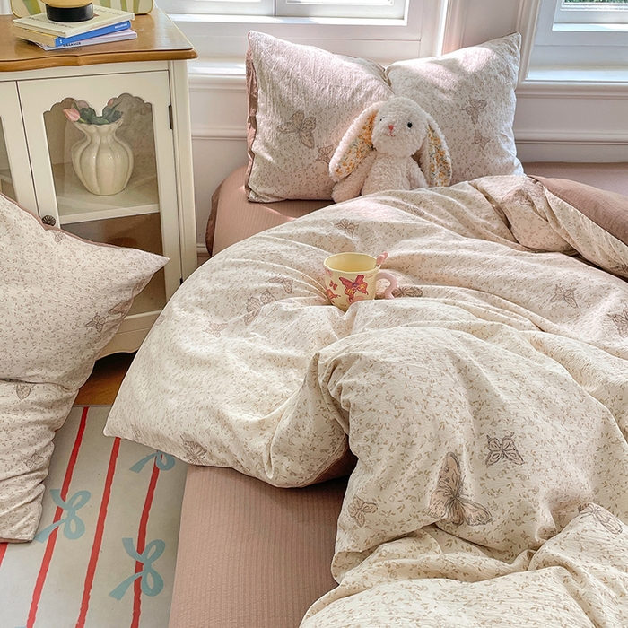 梦卓家纺 2025新款超柔云感双层纱四件套 蝴蝶梦境