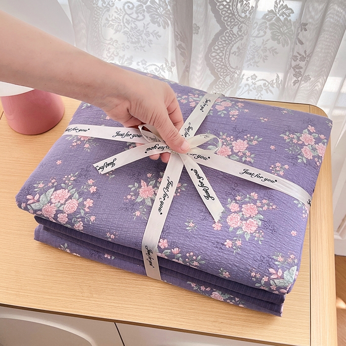 91家纺网 家纺一手货源 找家纺 梦卓家纺 2025新款超柔云感双层纱四件套 风信紫