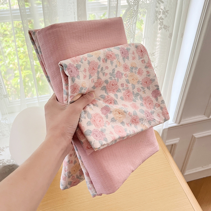 91家纺网 家纺一手货源 找家纺 梦卓家纺 2025新款超柔云感双层纱四件套 半夏花语