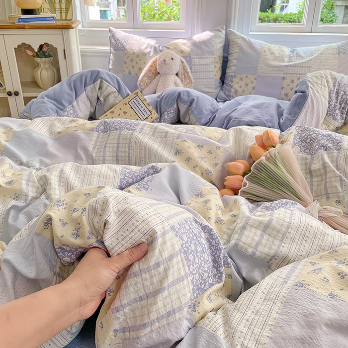 91家纺网 家纺一手货源 找家纺 梦卓家纺 2025新款超柔云感双层纱四件套 百福园