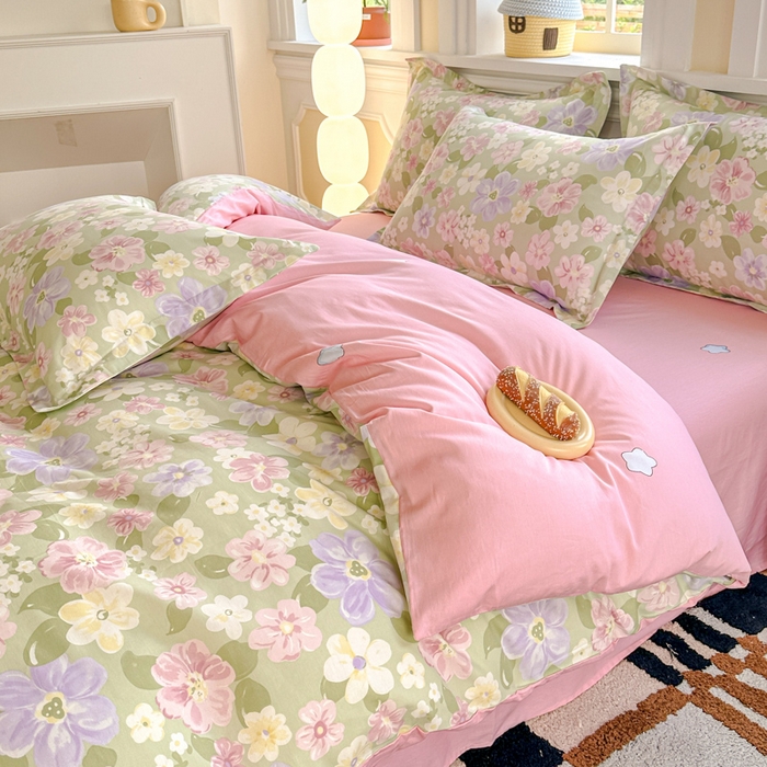 91家纺网 家纺一手货源 找家纺 帛织澜 12868全棉喷气印花四件套 七色花海